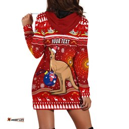 Custom Personalised Australia Christmas Hoodie Dress Aboriginal Kangaroo