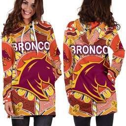 Brisbane Women's Hoodie Dress Broncos Indigenous Warm Vibes