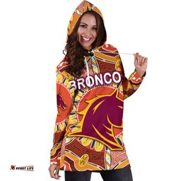 Brisbane Women's Hoodie Dress Broncos Indigenous Warm Vibes