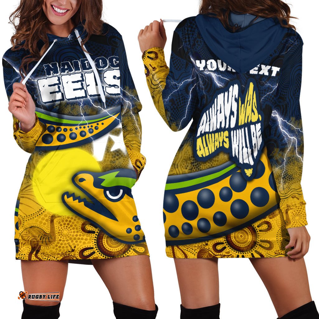 Custom Personalised Eels Rugby NAIDOC Week Women Hoodie Dress Aboriginal Power Style