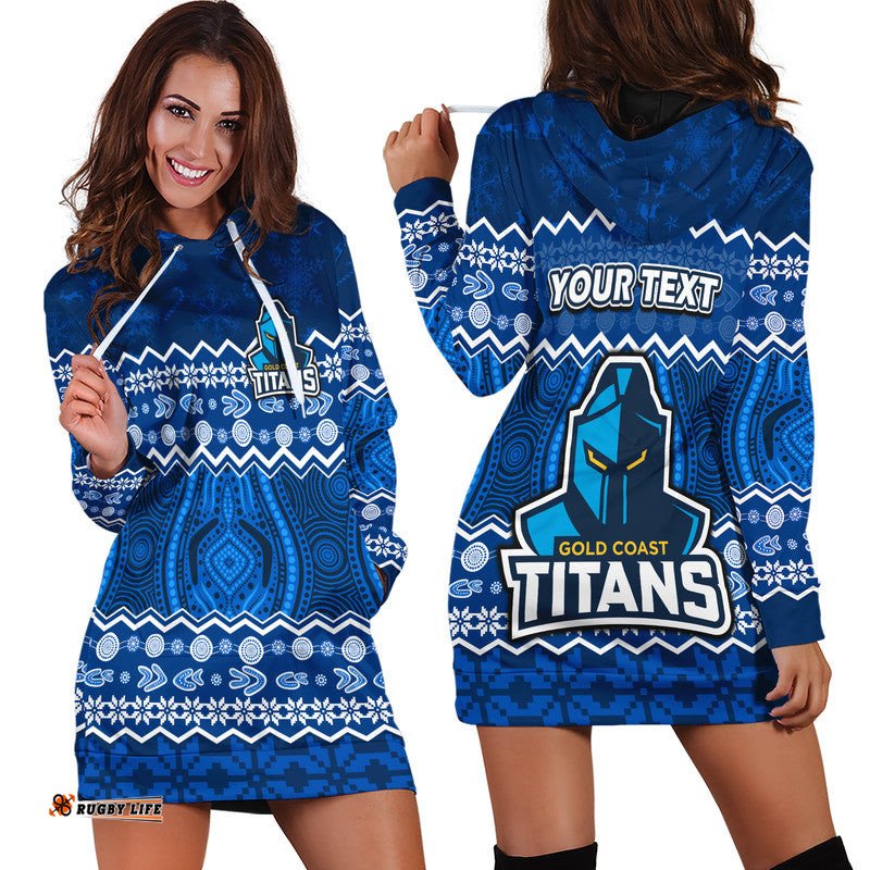 Custom Personalised Titans Aboriginal Gold Coast Christmas Hoodie Dress