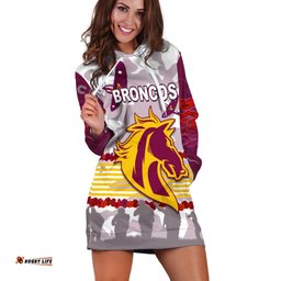 Broncos Anzac Day Hoodie Dress Aboriginal Lest We Forget Ver.02