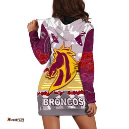 Broncos Anzac Day Hoodie Dress Aboriginal Lest We Forget Ver.02