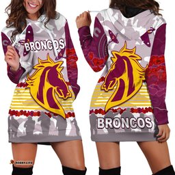 Broncos Anzac Day Hoodie Dress Aboriginal Lest We Forget Ver.02