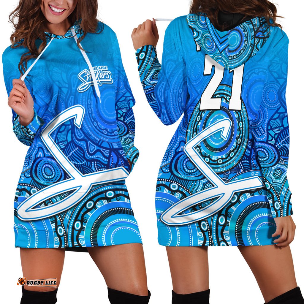 Custom Personalised Adelaide Strikers Indigenous Aboriginal Arts Hoodie Dress