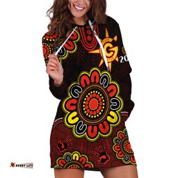 Custom Personalised AFL Gold Coast Suns 2009 Aboriginal Red Style Hoodie Dress