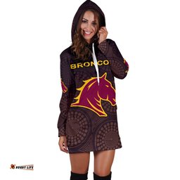 Brisbane Women Hoodie Dress Broncos Simple Indigenous