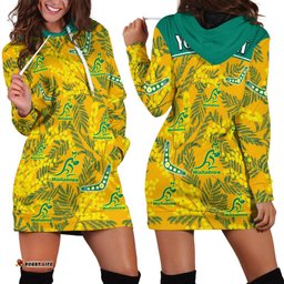 Custom Personalised Wallabies Rugby Hoodie Dress Golden Wattle Aboriginal Boomerang Style Hawaii