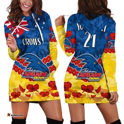 Custom Personalised Adelaide Crows Football ANZAC Hoodie Dress Lest We Forget