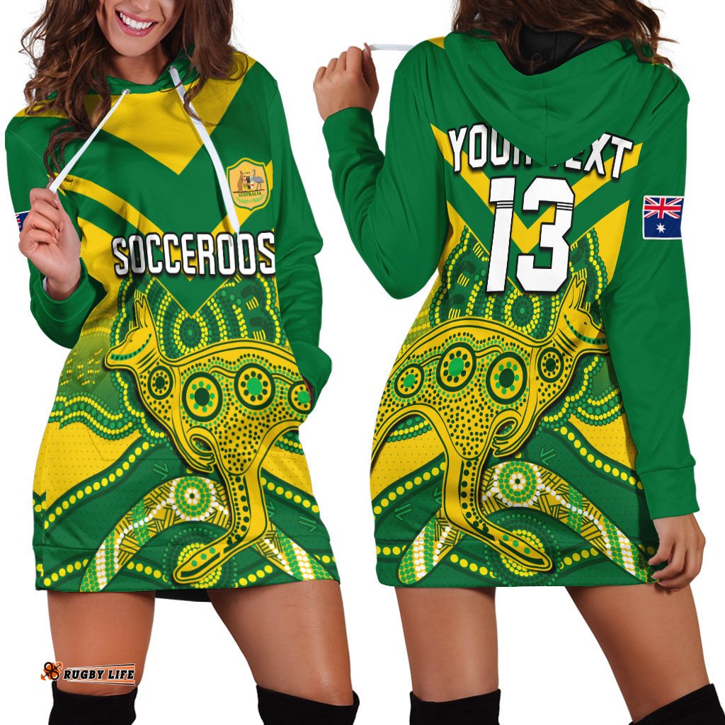 Custom Text and Number Australia Soccer Hoodie Dress Champions Aboriginal Kangaroos World Cup Football Socceroos