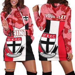 Custom Personalised Saints Football Hoodie Dress St Kilda 1873 Aboriginal Dot Painting