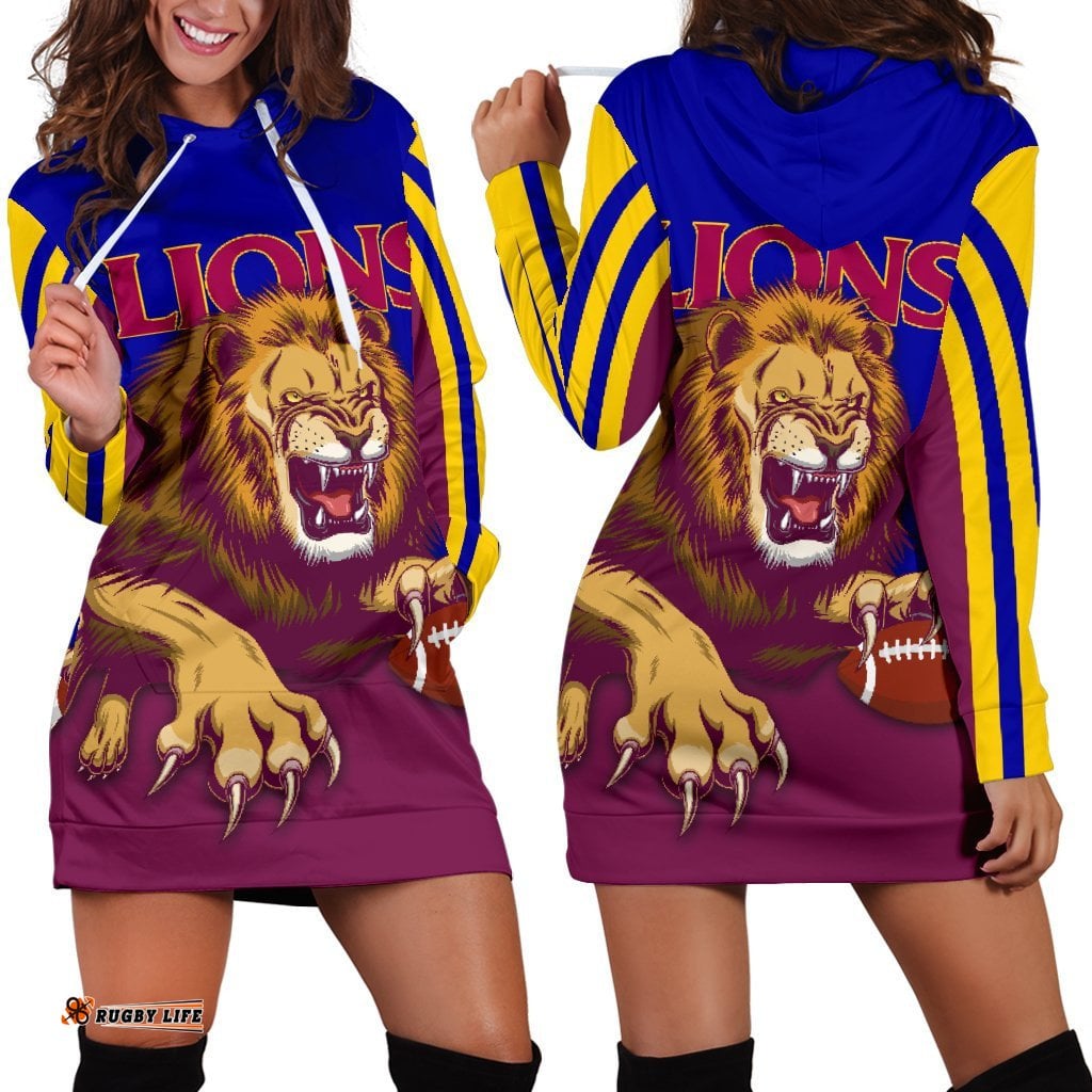 Brisbane Women's Hoodie Dress Lions Three Stripes