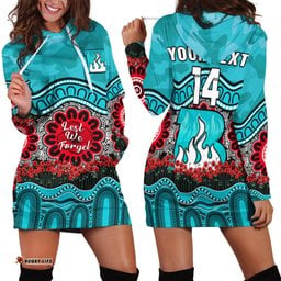 Custom Text And Number Brisbane Heat Cricket ANZAC Hoodie Dress Poppy Aboriginal Camouflage