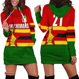 Custom Personalised The Chevrons Cricket Mix Zimbabwe Flag and Indigenous Pattern Hoodie Dress