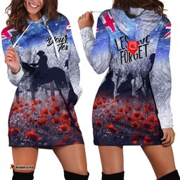 Custom Text Anzac Day Hoodie Dress Lest We Forget Vintage Poppies 03