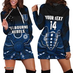 Custom Text And Number Melbourne Rebels Rugby Hoodie Dress Gradient Aboriginal