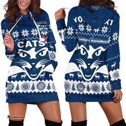 Custom Personalised Cats Football Christmas Hoodie Dress Geelong Aboriginal Painting