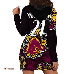 Custom Personalised NRL Brisbane Broncos Rugby 1987 Aboriginal Hoodie Dress