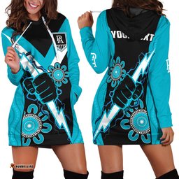 Custom Personalised Port Adelaide Football Hoodie Dress Power Thunder Hand Mix Aboriginal Dynamic