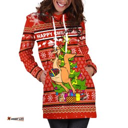 Custom Personalised Australia Christmas Kangaroo Aboriginal Pattern Hoodie Dress