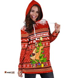 Custom Personalised Australia Christmas Kangaroo Aboriginal Pattern Hoodie Dress