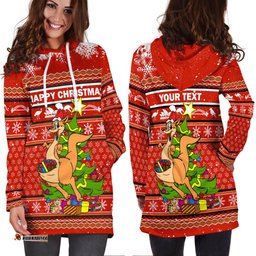 Custom Personalised Australia Christmas Kangaroo Aboriginal Pattern Hoodie Dress