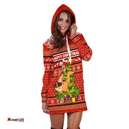 Custom Personalised Australia Christmas Kangaroo Aboriginal Pattern Hoodie Dress