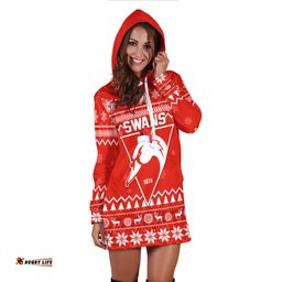 Custom Personalised Swans Football Christmas Hoodie Dress Sydney Indigenous Merry Xmas