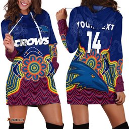 Custom Text And Number Adelaide Football Hoodie Dress Crows Aboriginal Art