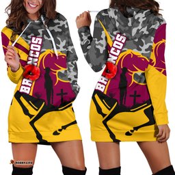 Custom Personalised Brisbane Broncos Women's Hoodie Dress Anzac Day Camo Style