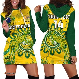 Custom Text And Number Australia Soccer Hoodie Dress Kangaroos Matildas FIFA Womens World Cup