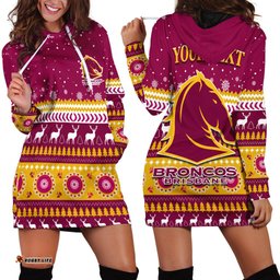 Custom Personalised Broncos Aboriginal Hoodie Dress Christmas Brisbane