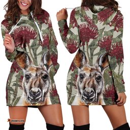 Hoodie Dress Kangaroo Hoodie Waratah Painting