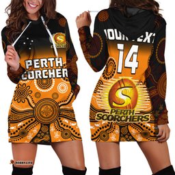 Custom Text And Number Perth Scorchers Hoodie Dress Gradient Aboriginal Dot Painting