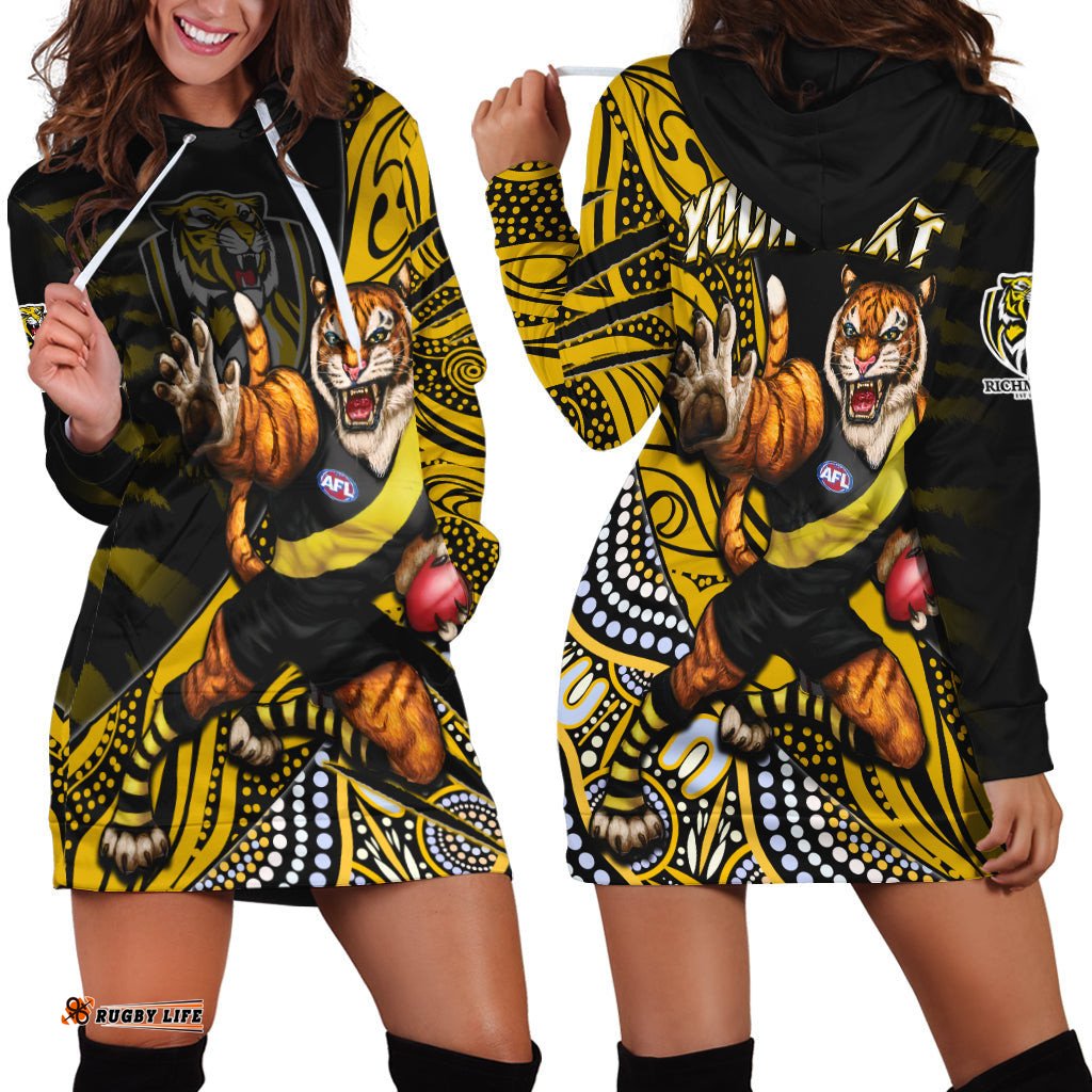 Custom Personalised Richmond Football Hoodie Dress Aboriginal Go The Tigers Mascot