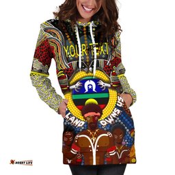 Custom Text The Land Owns Us Aboriginal Women's Hoodie Dress