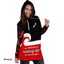 Custom Personalised Waitangi Day Hoodie Dress Maori Fern and Tino Rangatiratanga Flag