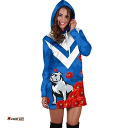 Bulldogs Women Hoodie Dress Poppy Flowers