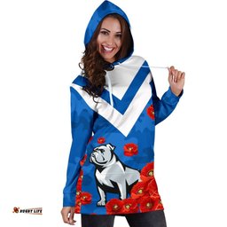 Bulldogs Women Hoodie Dress Poppy Flowers