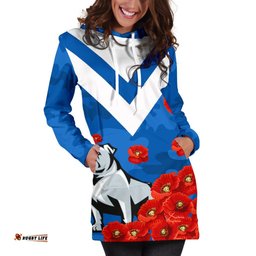 Bulldogs Women Hoodie Dress Poppy Flowers