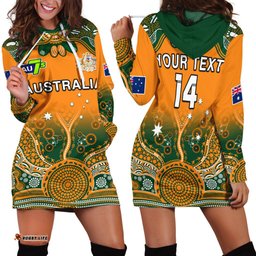 Custom Text And Number Australia Rugby Hoodie Dress Aussie Sevens Original Indigenous