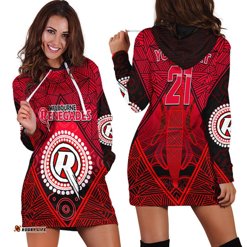 Custom Personalised Melbourne Renegades Indigenous Aboriginal Cricket Hoodie Dress
