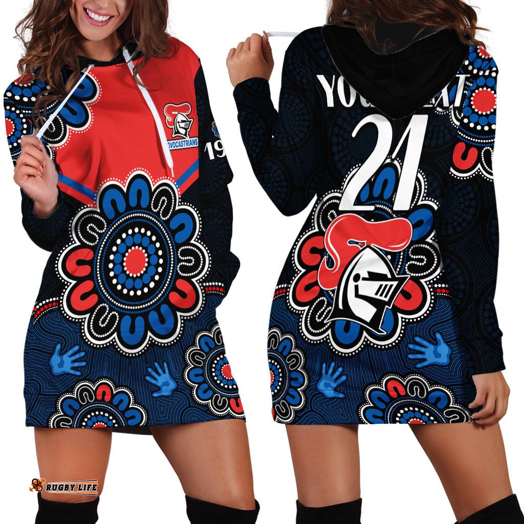 Custom Personalised NRL Newcastle Knights Rugby Novocastrians 1987 Aboriginal Hoodie Dress