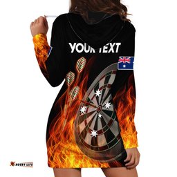 Custom Personalised Australia Darts Fire Burning Black Style Hoodie Dress