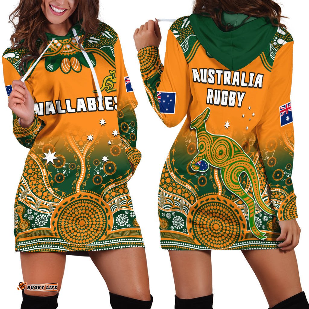 Australia Rugby Hoodie Dress Wallabies Kangaroo Orange Aboriginal