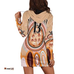 Custom Text and Number Aboriginal Stand Up Hoodie Dress Circle Dot with Lizard Version PeachPuff