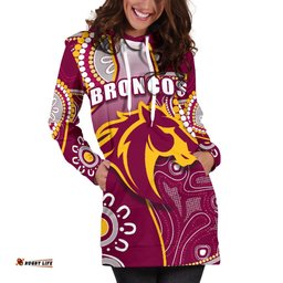 Broncos Indigenous Women Hoodie Dress Brisbane Strong