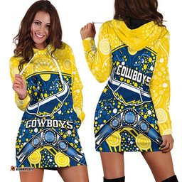 Cowboys Rugby Hoodie Dress Boomerang Indigenous Dots