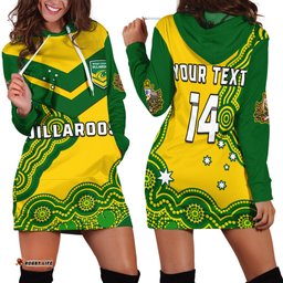 Custom Text And Number Australia Rugby Hoodie Dress Jillaroos Champions Indigenous Yellow Style