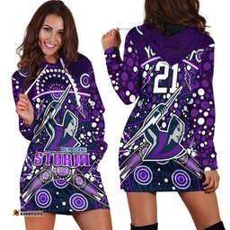 Custom Personalised Storm Rugby Hoodie Dress Melbourne Boomerang Indigenous Dots